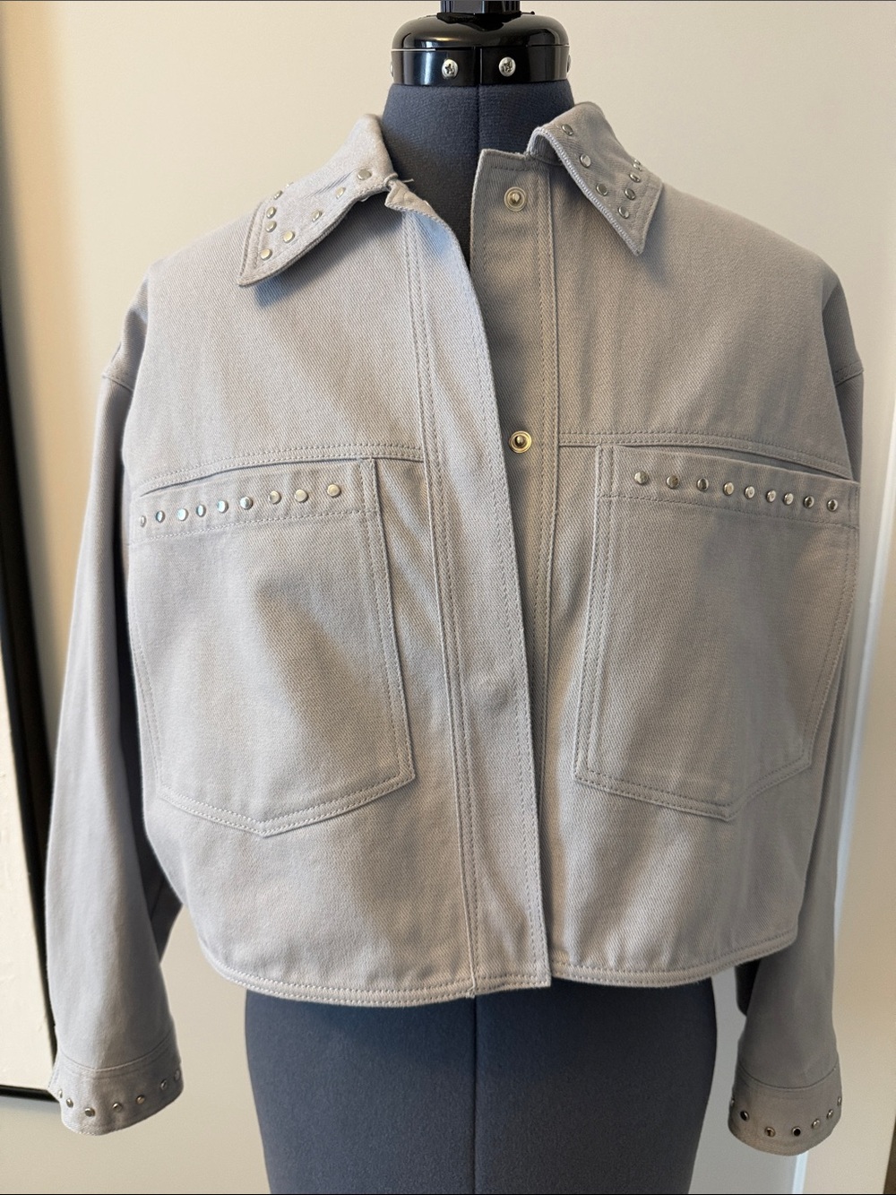 Zara Stud-Trim Light Blue Women's Jacket